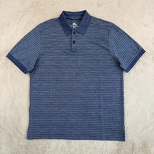 Tommy Bahama Performance Golf Polo Shirt in Blue Striped Men Medium Marlin NWOT