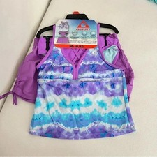 Gerry 3-Piece Tankini Shorts Swimsuit Set Size M 10/12 UPF Protection Purple