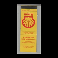 Matchbook Cover - Gas & Oil - Waddington Auto Repairs Shell Oil