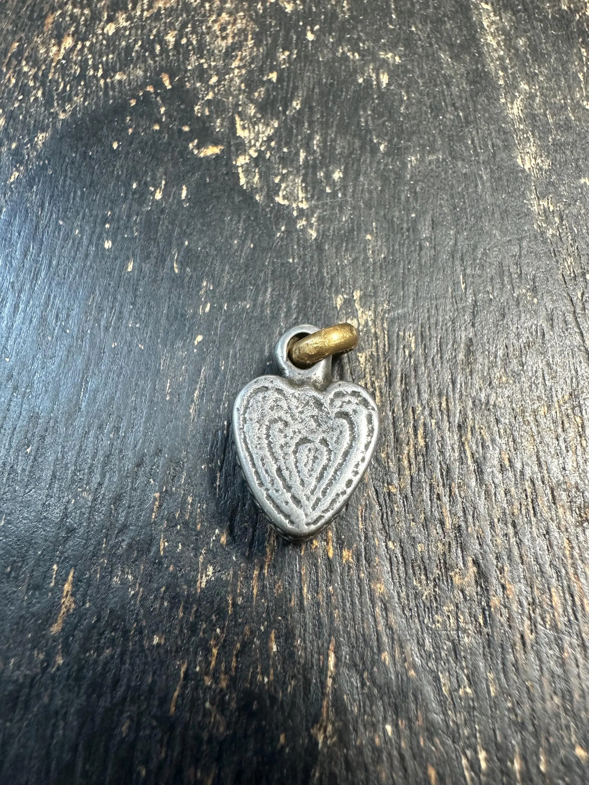 Tibetan Tektite Heart Pendant | Thokcha Style Iron Amulet | Rustic Spiritual Je