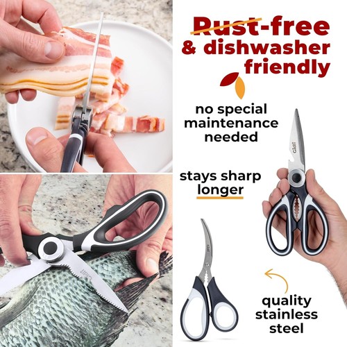 2 Pack Heavy Duty Stainless Steel Kitchen Shears and Seafood Scissors Set - Afbeelding 6 van 8