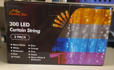 2 Pack, Twinkle Star 300 LED Window Fairy Curtain String Lights, 8 Modes Fairy