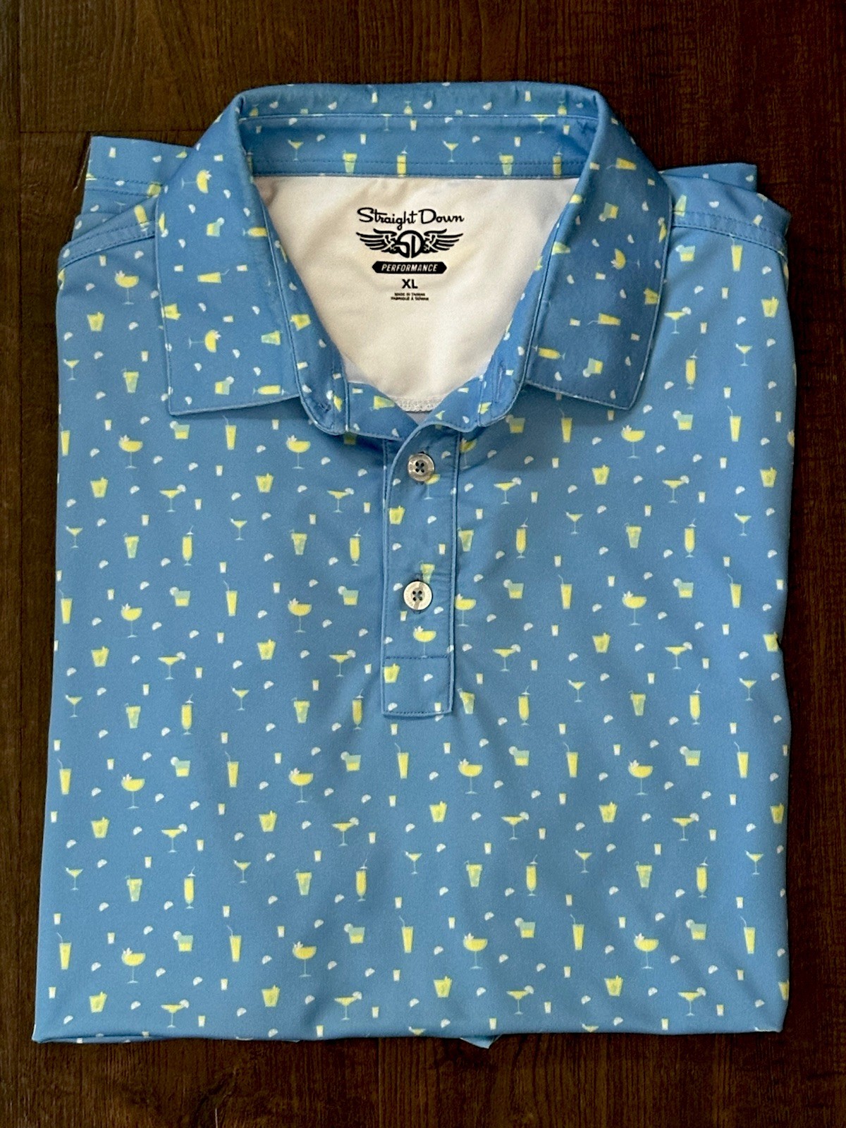 Straight Down Performance Golf Polo Light Blue Mi… - image 1