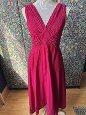 Per Una Deep Pink Broiderie Fairy Dress Size 10 Brand New Summer Assymetric Hem