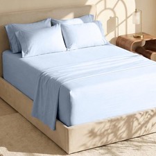 Sheets Cal King Size Extra Deep Pocket 18-24 Ice Blue 6 Piece Hearth Harbor Fits