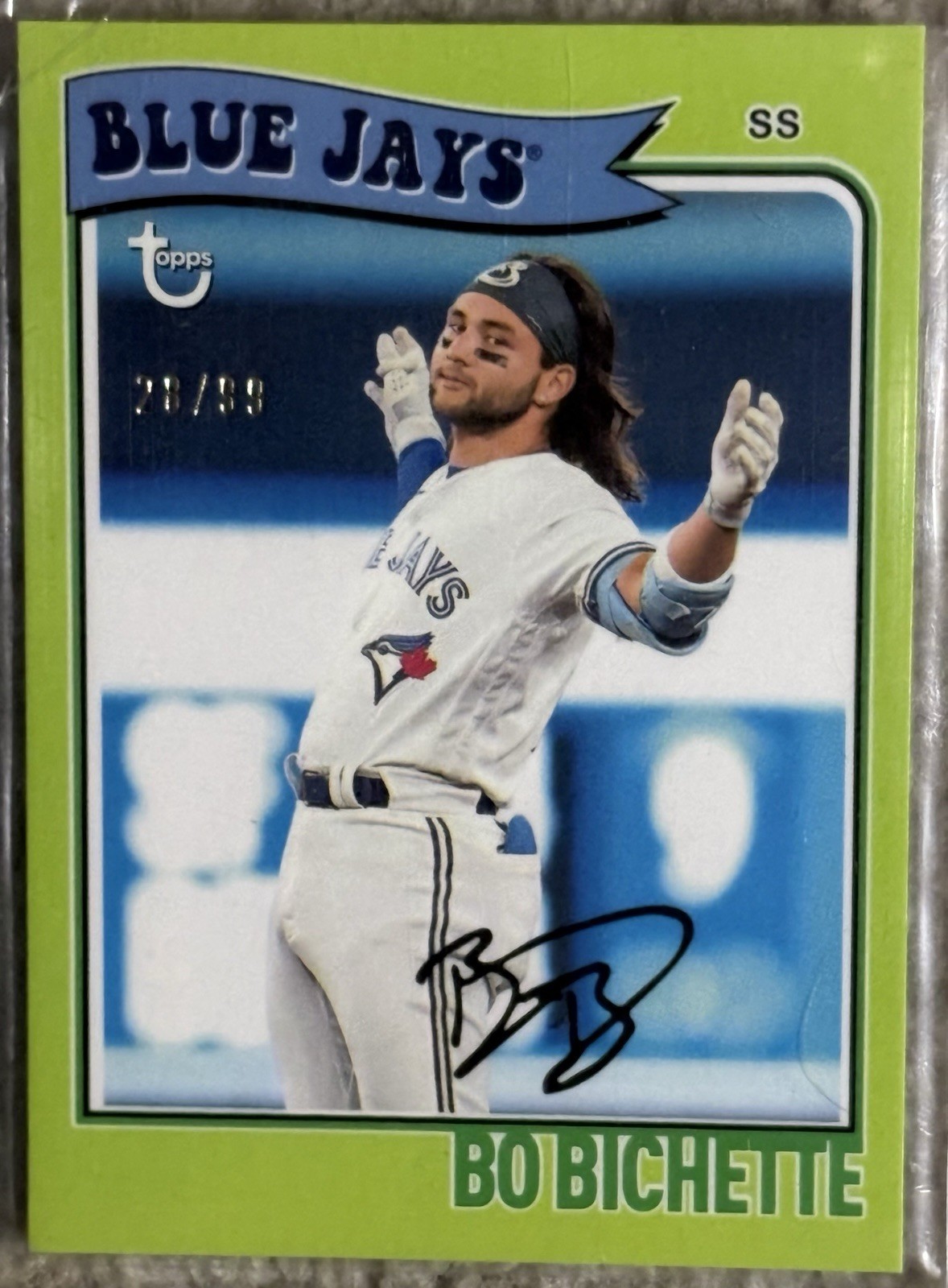 Bo Bichette 2023 Topps Brooklyn Collection #38 SP Green Chartreuse /99