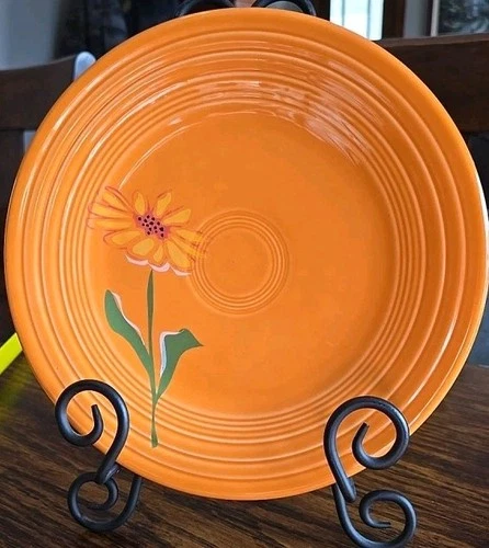 Fiesta TANGERINE FLORAL Luncheon Plate 9" Exclusive Fiestaware Very Rare!