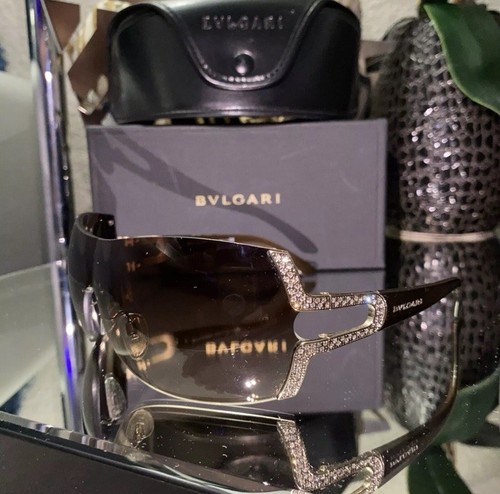 Bvlgari Sonnenbrille 6038-B Braun Gold Swarovski Crystal Shield Limited Edition! - Bild 7 von 18