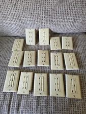Vintage Lot x15 Electric Ivory Sierraplex Triple Outlet and Ribbed Cover Plate