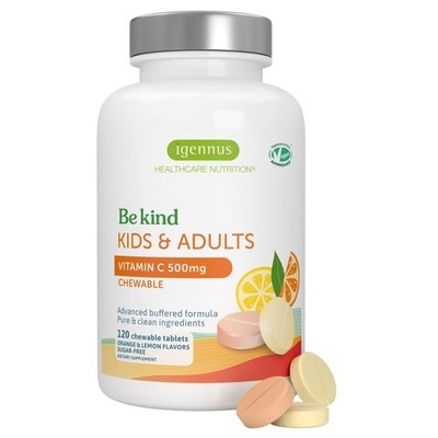 Igennus Gentle Buffered Vitamin C Chewable 500mg, for Kids & Adults, Optimize...
