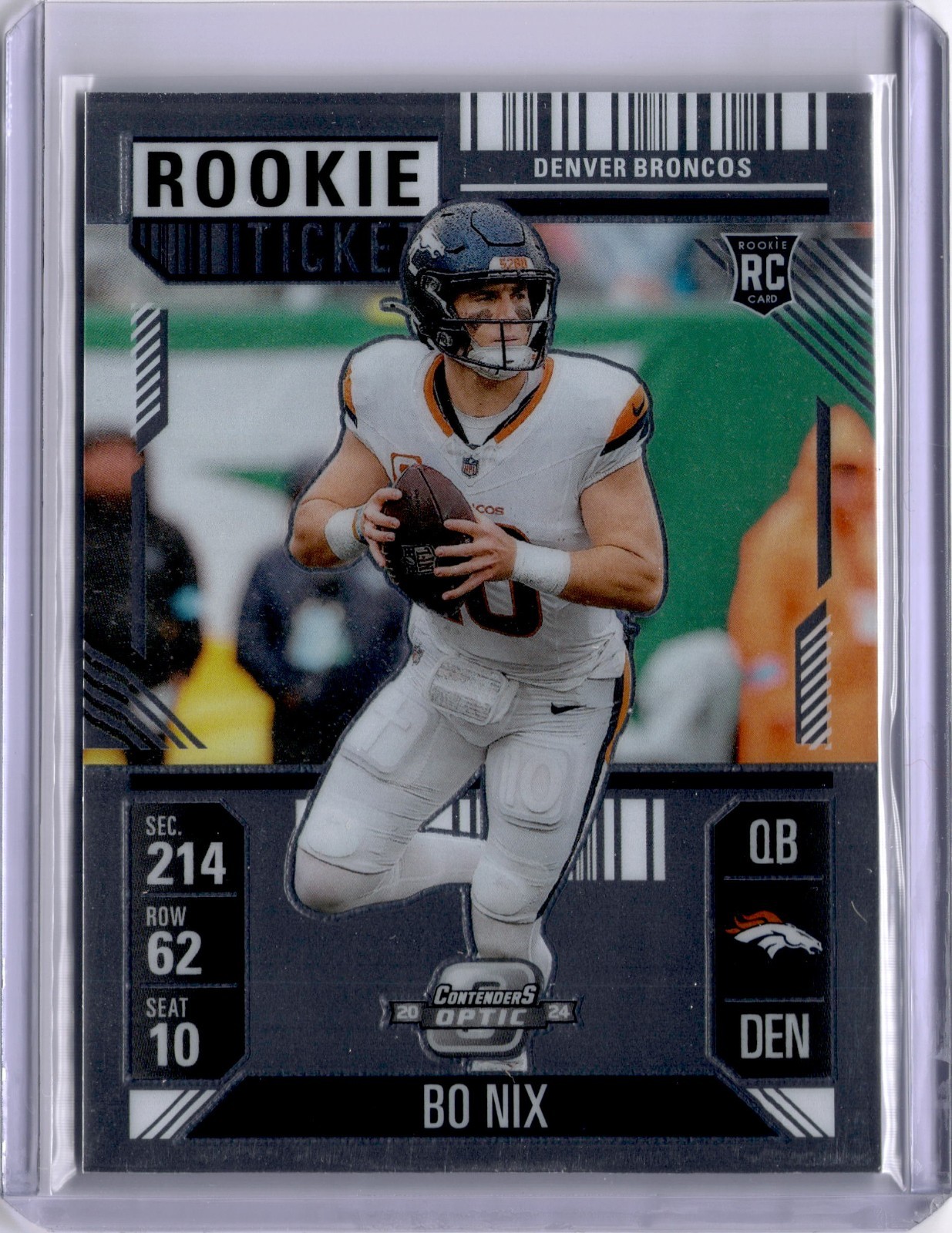 Bo Nix Rookie 2024 Panini Contenders Optic Rookie Ticket #62 Broncos