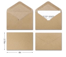 50-Count 4 X 2.8” Mini Brown Kraft Envelopes Sleeve Wedding Baby Shower…