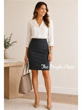 LYNN RITCHIE SILVER NWT Dark Gray Stretch Knit Pencil Skirt S