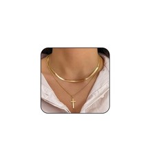 Cross Necklace for Women Layered Cross Pendant Necklaces 14K Gold Plated Y-Shape