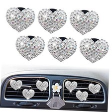 Bling Heart Air Vent Clips, 6 Pcs Silver Heart Cars Air Fresheners 6 Pcs Heart1