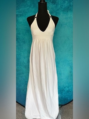 Vintage white Victoria Secret Moda International V plunge Neck Halter Maxi  dress | eBay