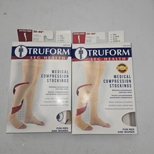 Truform Compression Thigh High Stockings 30-40 mm Hg Beige open Toe extra firm 2