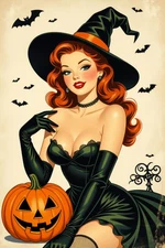 Halloween Sexy Pin Up JOL Witch Bats High Quality Metal Fridge Magnet 3x4 7066