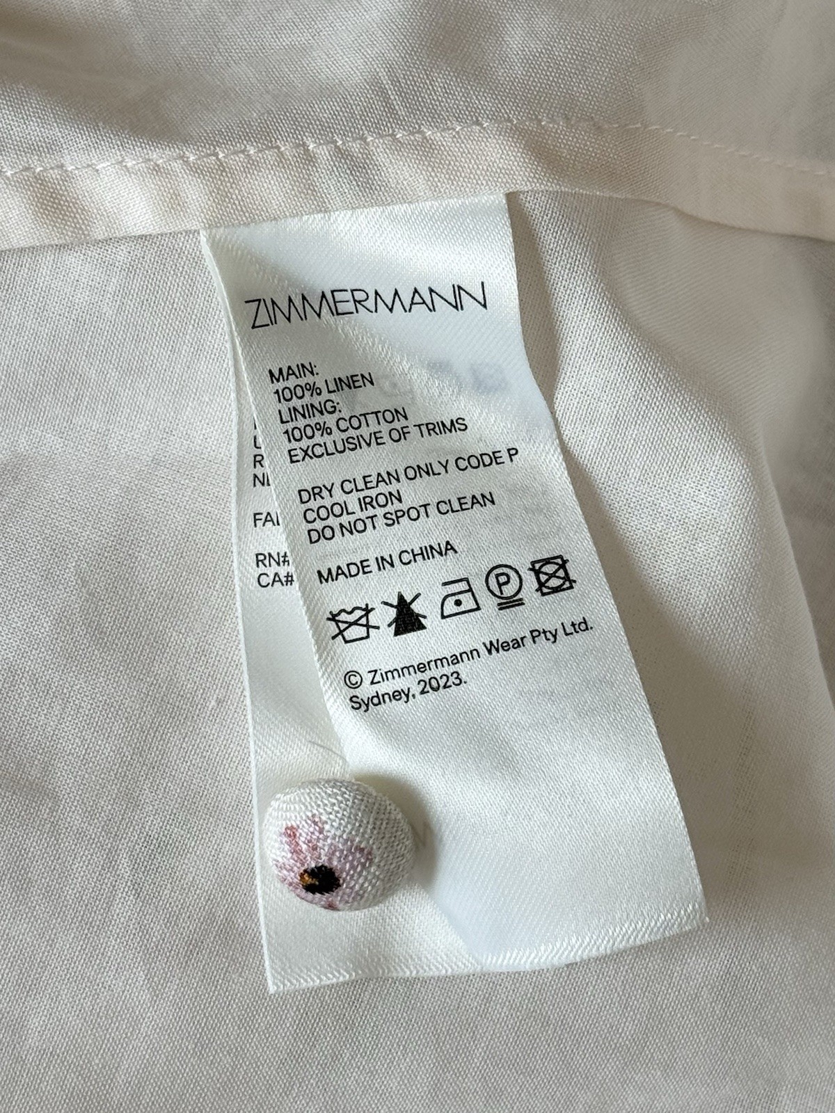 NWOT $1,150 Zimmermann Halliday Plunge Cream Floral Ivory Linen Midi Dress AU3 L