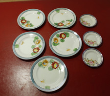 vintage 1930's Lustreware 5 hand painted Japan side plates & 3 doll plates