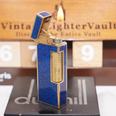 Dunhill Roller Gas Lighter Blue_ Lapis Lazuli _Ultrasonically Cleaned_Working