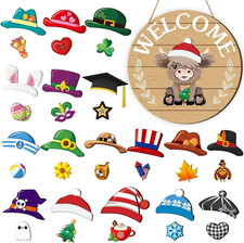 35 Pcs Christmas Interchangeable Highland Cow Welcome Sign Highland Cow Seasonal