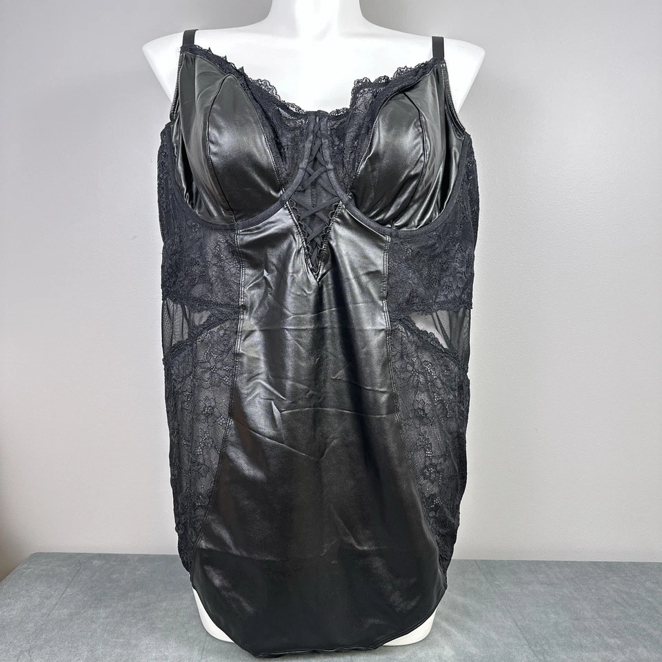 Body Torrid Plisado Encaje Con Aros 6 Talla Grande 6X 30 Negro Lencería Nueva Foto 2 de 4