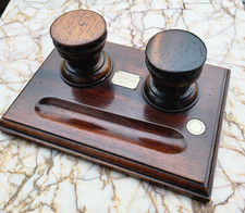 Antique Inkwell - Teak From HMS Britannia Cadet ship - by J Muir Wilson Glasgow