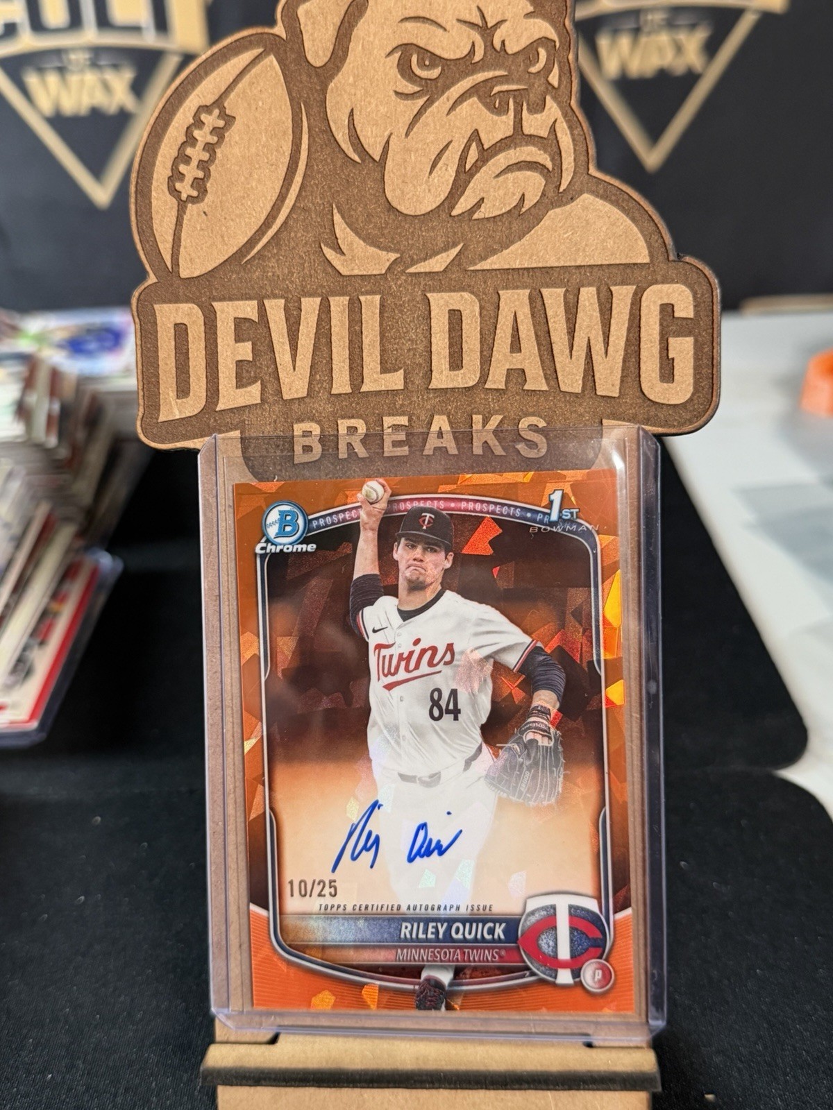 2025 Bowman Draft Sapphire Riley Quick Orange Auto /25 1st Twins