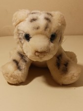 Vintage K M Wild Republic 2006 White Tiger Plush Stuffed Animal 5.5" Blue Eye