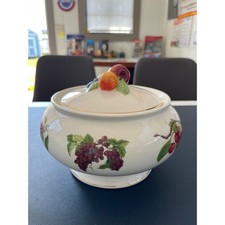 Vintage Fruit Ceramic Covered Candy Dish Bowl with Lid Trinket Box