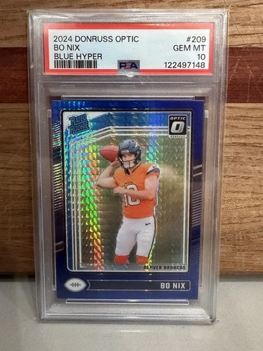 2024 Panini Donruss Optic - Rated Rookie Bo Nix #209 Blue Hyper Prizm (RC)