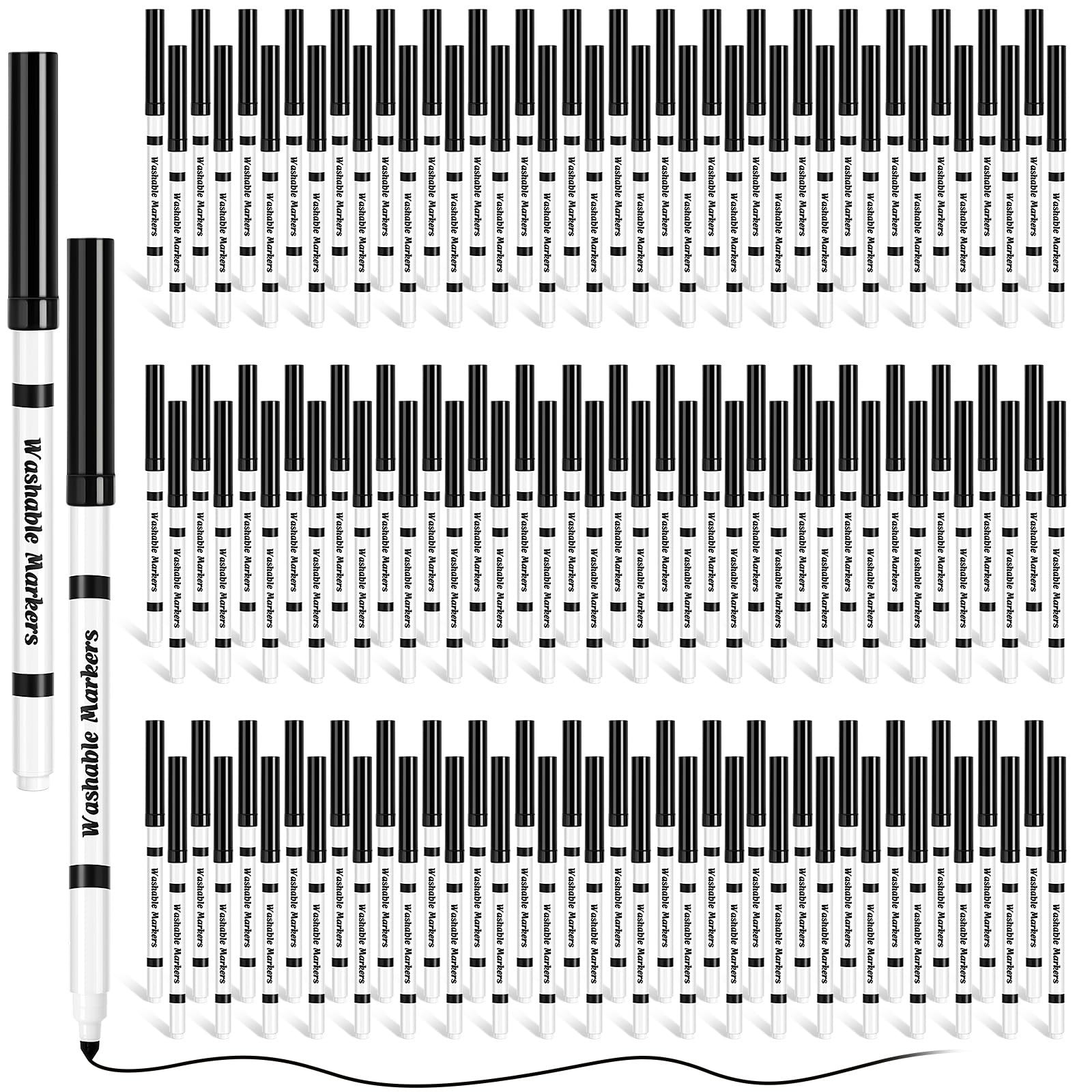 120ct Bulk Black Washable Fine Tip Markers for Kids School Art Projects