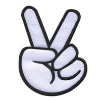 AufnäHer Peace Hand Schwarz Weiß Patch BüGelbild Abzeichen AufbüGler