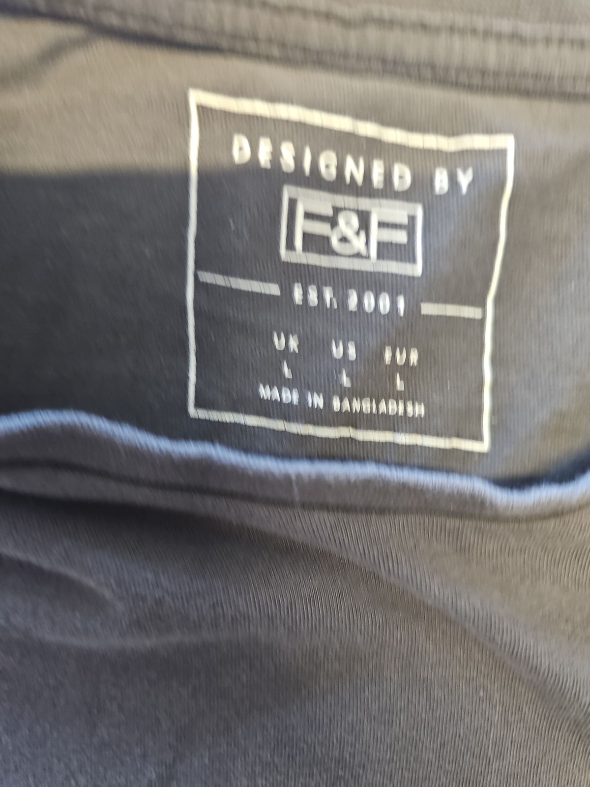 F&F Men's Crew Neck T-Shirt in Dark Charcoal Grey L NN28 image 2