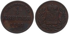 Old German States - Schwarzburg-Rudolstadt 1/4 Kreuzer 1863 - Ø 17.2mm Km#175