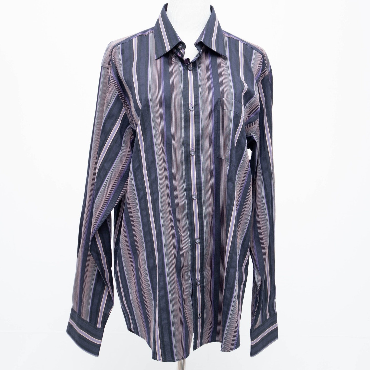 Bugatchi Multi-Color Striped Button Down Shirt Si… - image 1