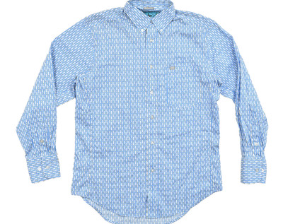 Wrangler 20X Competition Men's Size M Blue Geometric Pattern Stretch Performance