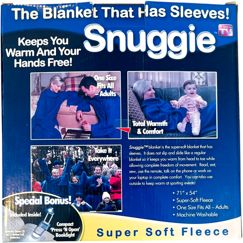 SNUGGIE Original Blanket Sleeves Blue Adult Soft Fleece In Box One Size - Picture 4 of 6