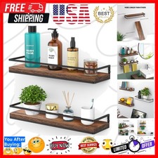 Floating Shelves Wall Mounted Set of 2, Rustic Wood Wall Storage Shelves for ...
