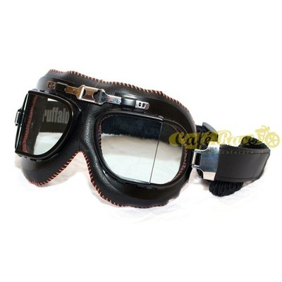 Baruffaldi Vintaco Metal Leather Black Orange Clear Smoke Lenses Glasses