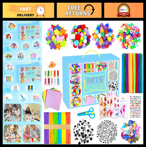 2000 PCS All-in-One Craft Kit for Kids - DIY Arts & Crafts Supplies, Pipe Cleane