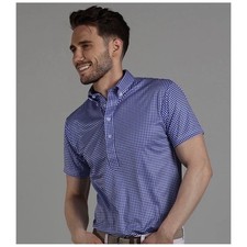 Collars  Co Mens LARGE Polo Shirt Blue White Gingham Oxford Dress Collar NWT