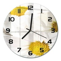 Runde Glasuhr Aus Glas Runde Glas-Wanduhr GäNseblüMchen Schwarze Zeiger Fi30 Cm