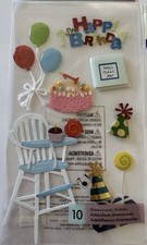 RARO!! Lotto Palloncini Torta Buon Compleanno Regali Festa Adesivi Sandylion & Jolee’s