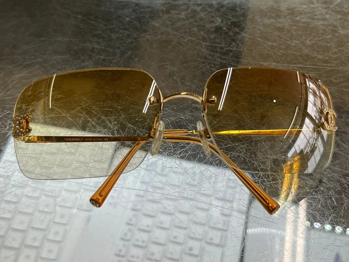 小物 CHANEL linestone half rim sunglasses CHANEL Rimless Mirrored Sunglasses for Women for sale | eBay