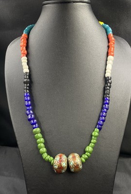 Beautiful African Glass Beads With Nepali Bead Vintage Necklaces 