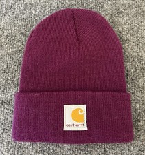 Carhartt Womens Youth Beanie Winter Hat Purple Patch Logo