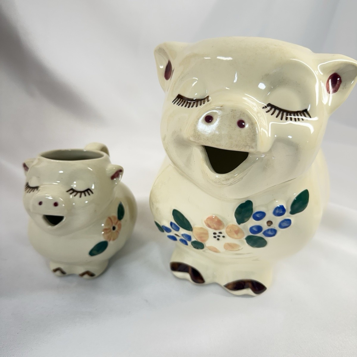 happy pig☆様 Vintage Shawnee Pottery Smiley Smiling Pig Pitcher Creamer Set USA