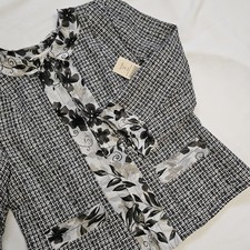 Coldwater Creek Chiffon Trim Tweed Jacket Blazer SZ 12